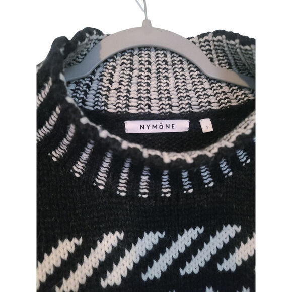 NYMANE NADIA SWEATER BLACK/CREAM KNIT Size Small - Picture 4 of 9